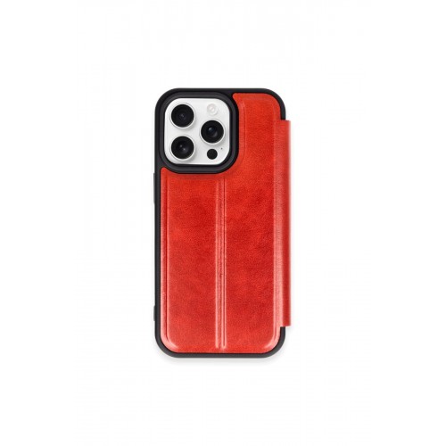 Newface iPhone 15 Pro Max Kılıf Flip Cover - Kırmızı