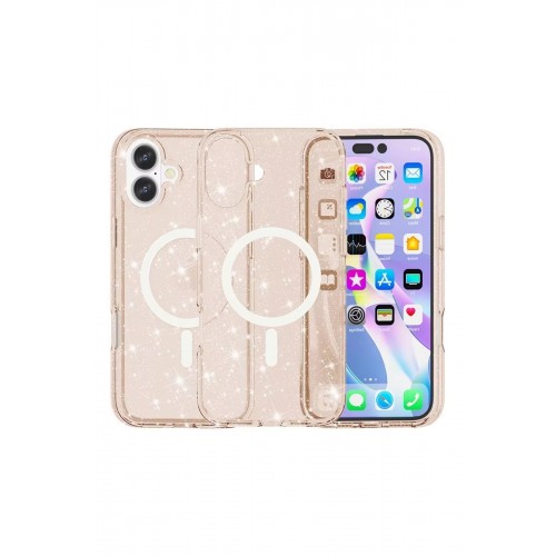 Newface iPhone 16 Plus Kılıf Glow Magsafe Kapak - Turuncu