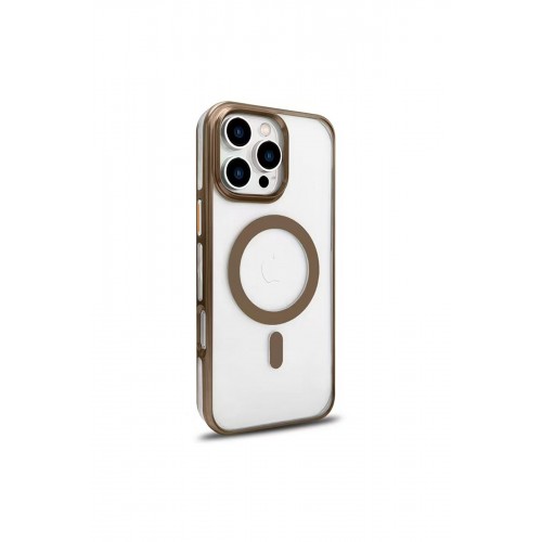 Joko iPhone 16 Pro Gleam PC Sert Magsafe Kılıf - Şeffaf-Gold