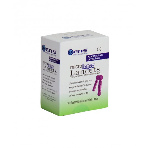 Ens Micro Chek Lancets 100 Adet | Kan Örneği Alınmasına Yardımcı Ultra İnce Lanset