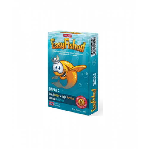 EasyFishoil Çiğnenebilir Jel Tablet | Doğal Limon ve Portakal Aromalı Omega-3 İçerikli Balık Yağı