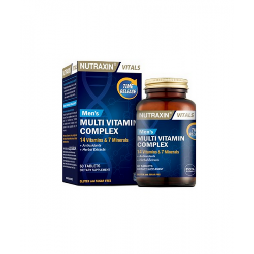 Nutraxin Multivitamin & Mineral Complex For Men 60 Tablet | 14 Vitamin, 7 Mineral İçeren Erkekler İçin Geliştirilmiş Takviye Edici Gıda