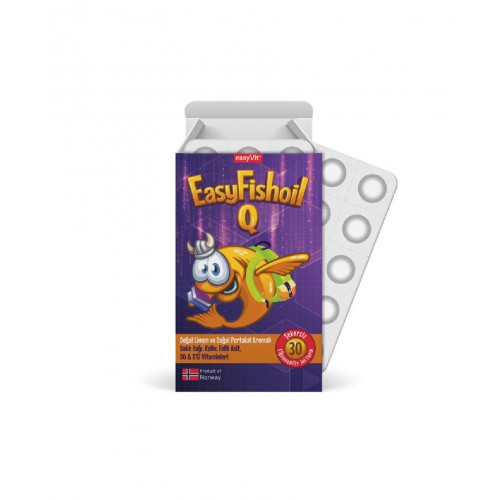 EasyFishoil Q Çiğnenebilir 30 Jel Tablet | Kalp Sağlığını Desteklemeye, Beyin Fonksiyonlarını İyileştirmeye ve Genel Sağlığı Artırmaya Yardımcı Takviye Edici Gıda