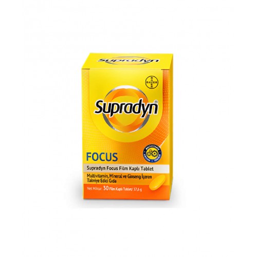 Supradyn Focus 30 Tablet | Enerji Seviyenizi Desteklemeye Yardımcı Olurken, Odaklanma ve Konsantrasyon Yeteneğinizi Geliştirmeye Katkı Sağlayan Takviye Edici Gıda