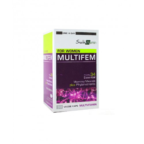 Suda Vitamin For Women Multifem 30 Bitkisel Kapsül | Kadınlara Özel Vücut Sağlığını Korumaya ve Dengelemeye Yardımcı Takviye Edici Gıda