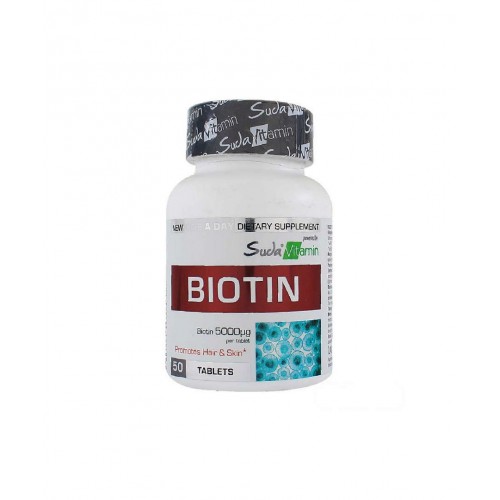Suda Vitamin Biotin 5000 mcg 50 Tablet | Saç, Cilt Ve Tırnak Sağlığını Desteklemeye Yardımcı Takviye Edici Gıda