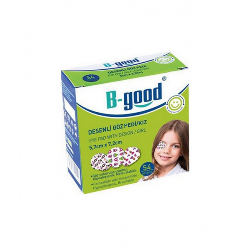 B-good Desenli Göz Pedi / Kız 54'lü | Kız Çocukları İçin Göz Çukuruna Uyumlu, Hipoalerjenik, Nefes Alabilir, Desenli Göz Kapama Bandı