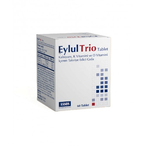 Eylul Trio 60 Tablet | Kalsiyum, K ve D Vitamini İçeren, Genel İyilik Halinizi Artırmaya Yardımcı Takviye Edici Gıda