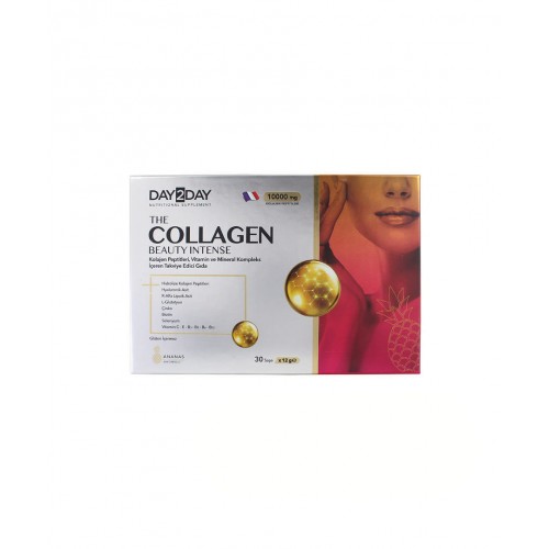 Day2Day The Collagen Beauty Intense 12 g 30 Saşe | Ananas Aromalı, Cildin Elastikiyetini Artırmaya ve Yaşlanma Belirtilerini Azaltmaya Yardımcı Takviye Edici Gıda