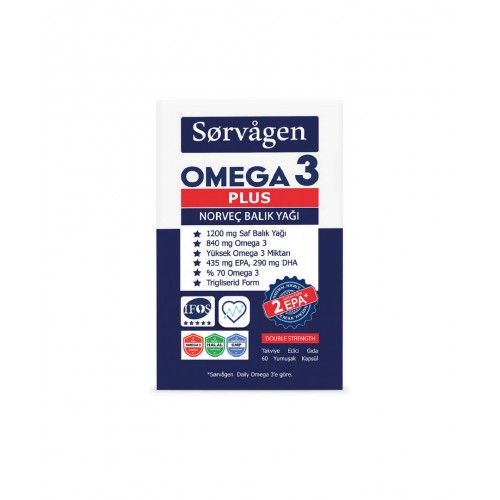 Sorvagen Omega 3 Plus Norveç Balık Yağı 60 Kapsül | Kalp Sağlığını Desteklemeye, Beyin Fonksiyonlarını İyileştirmeye ve Bağışıklık Sistemini Güçlendirmeye Yardımcı Takviye Edici Gıda