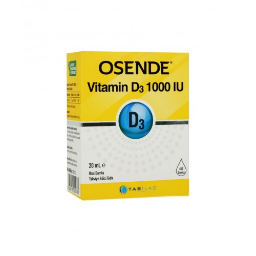 Osende Vitamin D3 1000 IU 20 ml 500 Damla | Kemik Sağlığını Desteklemeye ve Bağışıklık Sisteminizi Güçlendirmeye Yardımcı