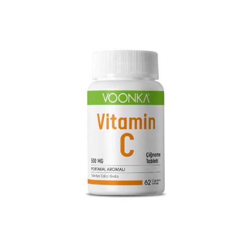 Voonka Vitamin C 500 mg 62 Çiğneme Tablet | Günlük Vitamin C İhtiyacınızı Karşılamaya Yardımcı Takviye Edici Gıda