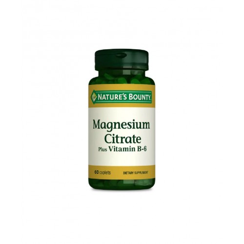 Nature's Bounty Magnesium Citrate Plus Vitamin B-6 60 Tablet | Kas ve Sinir Fonksiyonlarını Destekleyici ve Enerji Seviyelerini Yükseltmeye Yardımcı Takviye Gıda