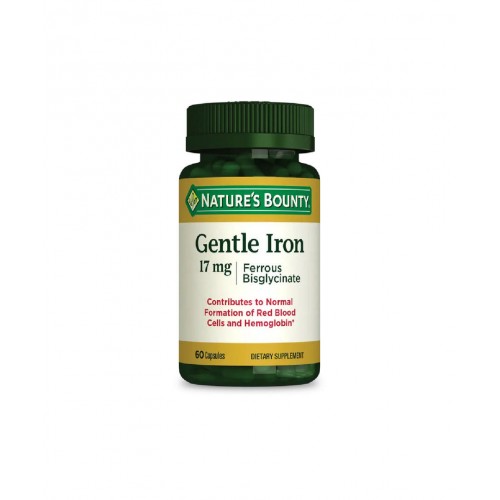 Nature's Bounty Gentle Iron 17 mg 60 Kapsül | Demir Eksikliği Yaşayan Bireyler İçin Takviye Edici Gıda