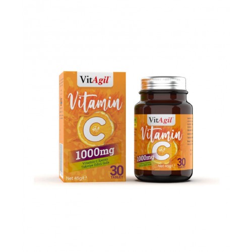 VitAgil Vitamin C 1000 mg 30 Tablet | Bağışıklık Sistemini Desteklemeye Yardımcı Takviye Edici Gıda
