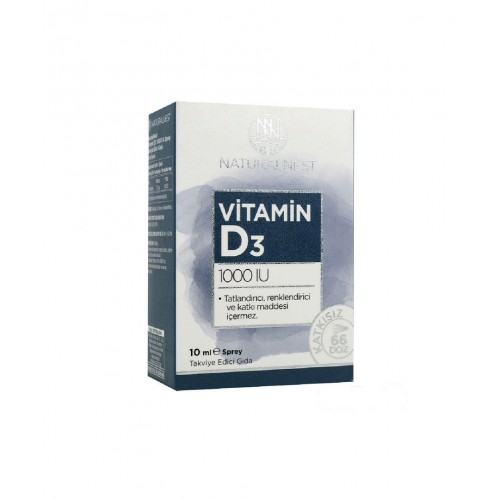 Naturalnest Vitamin D3 1000 IU Sprey 10 ml | Kemik Sağlığı, Bağışıklık Sistemi ve Genel Yaşam Kalitesini Destekleyici Takviye Edici Gıda