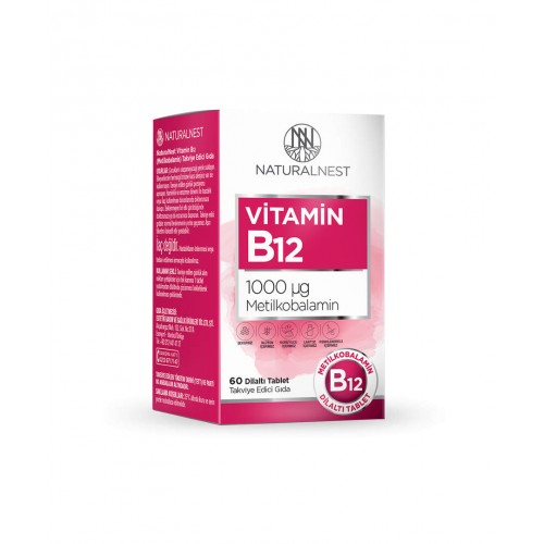 Naturalnest Vitamin B12 1000 MCG 60 Tablet | Enerji Üretimine ve Sinir Sisteminin Sağlıklı İşleyişine Katkıda Bulunan Takviye Edici Gıda
