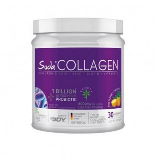 Suda Collagen   Probiyotik Ananas Aromalı 300 g| Probiyotik İlaveli Cilt, Eklem, Saç ve Tırnak Sağlığı Destekleyen Kolajen Takviyesi