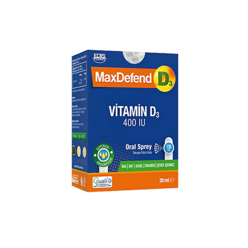 Maxdefend D3 400 IU 20 ml Oral Sprey | 400 Ünite D3 Vitamini İçeren Takviye Edici Gıda