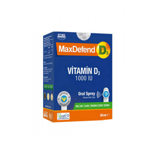 Maxdefend D3 1000 IU 20 ml Oral Sprey | 1000 Ünite D3 Vitamini İçeren Takviye Edici Gıda