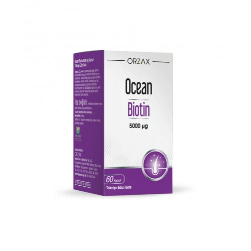 Ocean Biotin 5000 mcg 60 Kapsül | Saç, Cilt ve Tırnak Sağlığını Desteklemeye Yardımcı Takviye Edici Gıda