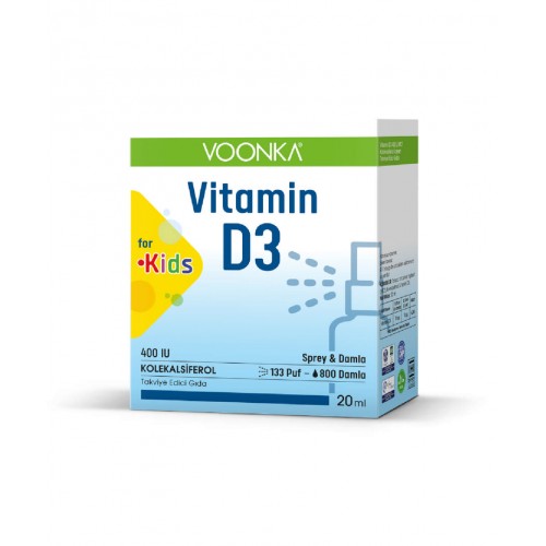 Voonka Vitamin D3 400 IU for Kids 20 ml | Çocukların Sağlıklı Büyüme ve Gelişimini Destekleyici Takviye Edici Gıda