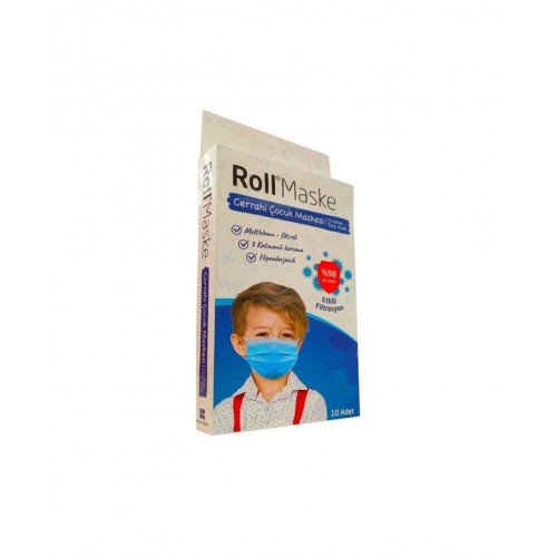 Roll Maske Meltblown Filtreli Çocuk Maskesi 10 Adet