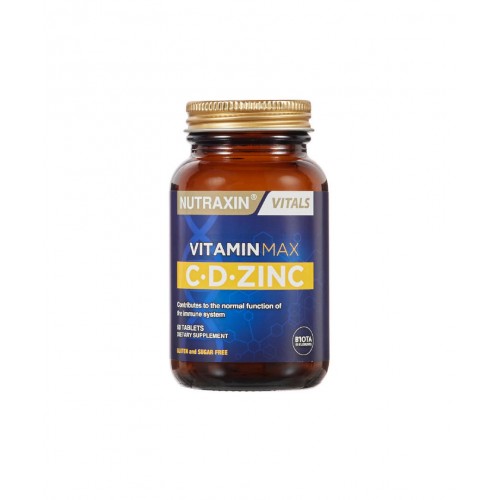 Nutraxin Vitamin Max C-D-Zinc 60 Tablet | Bağışıklık Sistemi Destekleyici ve Enerji Seviyesi Artırıcı Takviye Edici Gıda