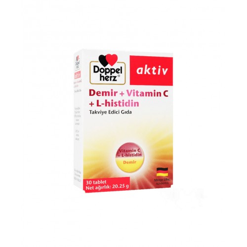 Doppelherz Aktiv Demir   Vitamin C   L-histidin 30 Tablet | Emilimi Yüksek Demir Takviyesi