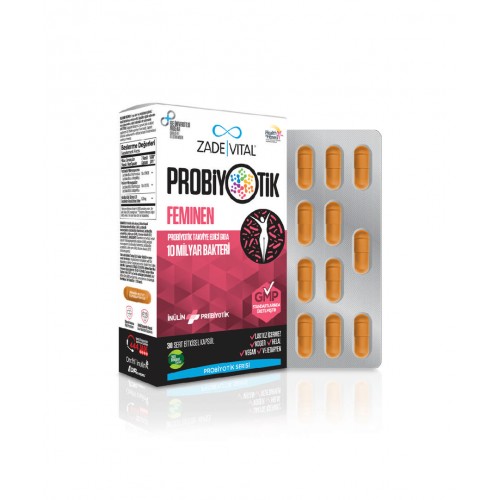 Zade Vital Probiotics Feminen 30 Kapsül | Kadınlara Özel Sindirim Sistemini Düzenlemeye ve Bağışıklık Sistemini Desteklemeye Yardımcı Probiyotik Bakteri İçeren Takviye