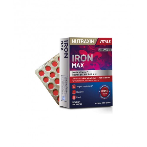 Nutraxin Iron Max 30 Tablet | Demir Takviye Edici Gıda