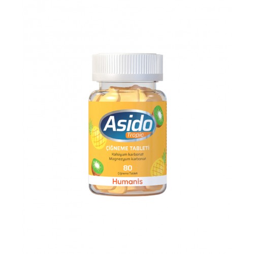 Asido Tropic 80 Çiğneme Tablet | Magnezyum ve Kalsiyum İçeren Sindirim Sisteminin Düzenli Çalışmasına Yardımcı Takviye Edici Gıda