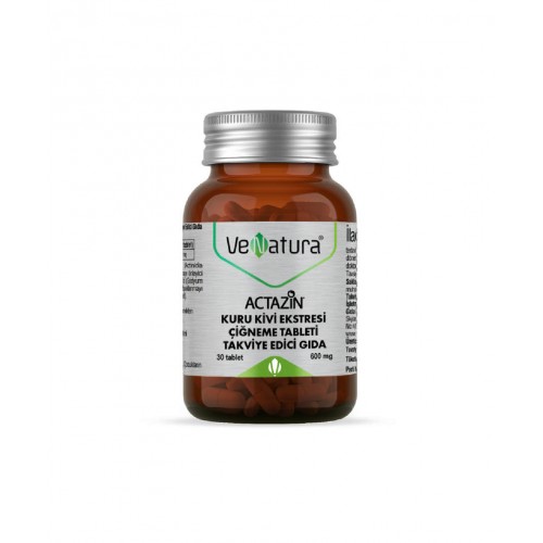 VeNatura Actazin Kuru Kivi Ektresi 30 Çiğneme Tablet | Vitaminler ve Mineraller İçeren Genel Yaşam Kalitenizi Artırmaya Yardımcı Takviye Edici Gıda