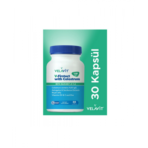 Velavit V-Firstect With Colostrum 30 Tablet | Beta Glucan İçerikli Yetişkinler İçin Özel Takviye Edici Gıda