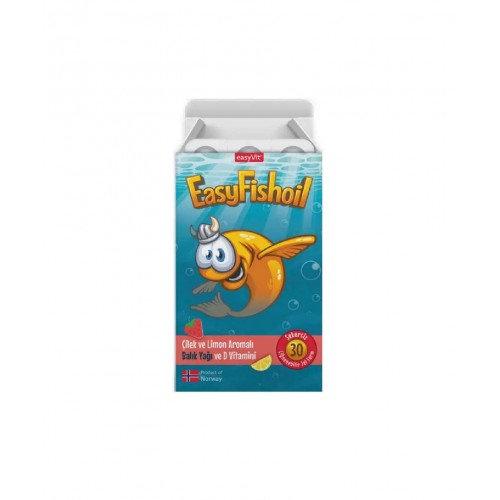 EasyFishoil Çilek ve Limon Aromalı 30 Çiğnenebilir Jel Form | Çocuklar İçin Omega-3 Takviyesi