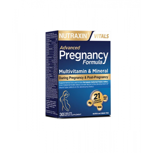 Nutraxin Advanced Pregnancy Formula Multivitamin&Mineral 30 Tablet | Hamilelikte ve Doğum Sonrası Gerekli Vitamin, Mineral Takviyesi
