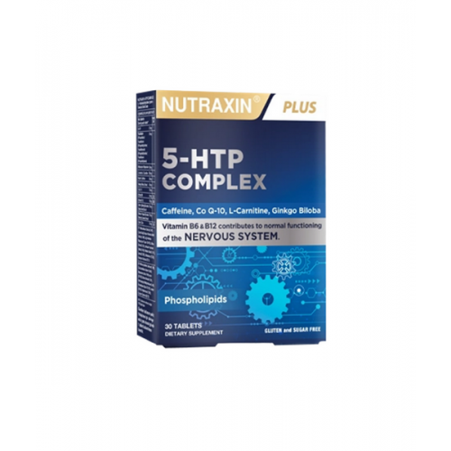 Nutraxin 5-HTP Complex 30 Tablet | Sinir Sistemi Fonksiyonlarını Destekleyen B12 Vitamini İçerikli Takviye