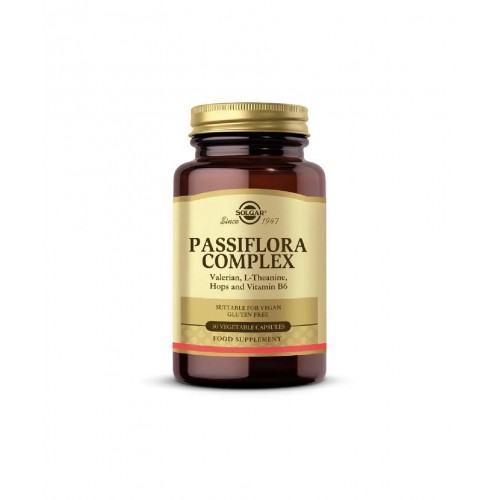 Solgar Passiflora Complex 30 Kapsül | Kediotu, Passiflora ve Şerbetçiotu Ekstresi ile L-Teanin ve B6 Vitamini İçeren Besin Takviyesi