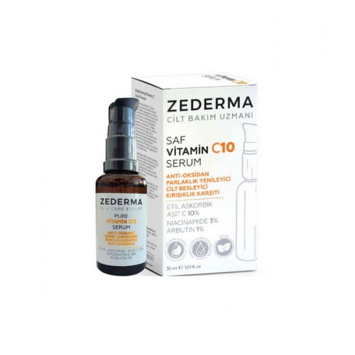 Zederma Saf Vitamin C10 Serum 30 ml | Antioksidan İçeriğiyle Cilt Tonunu Eşitlemeye ve Kırışıklık Görünümünün Azalmasına Yardımcı Serum