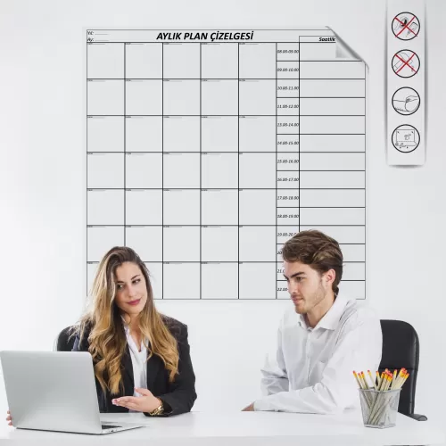 Statik Kağıt Aylık Planlayıcı (Model -1)  100 CM X 100 CM