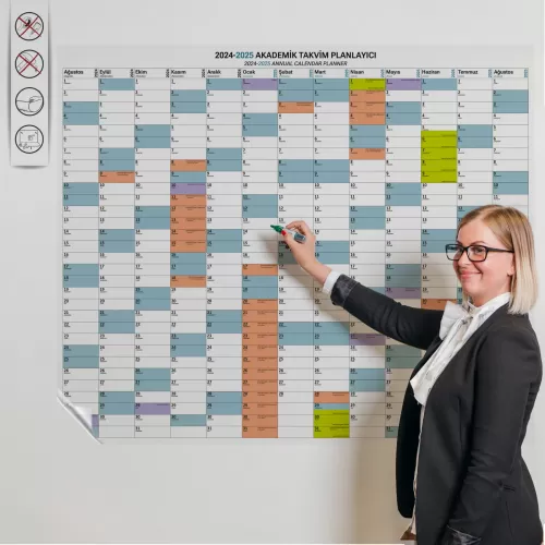 Statik Kağıt 2024-2025 Akademik Takvim Planlayıcı 100 CM x 120 CM