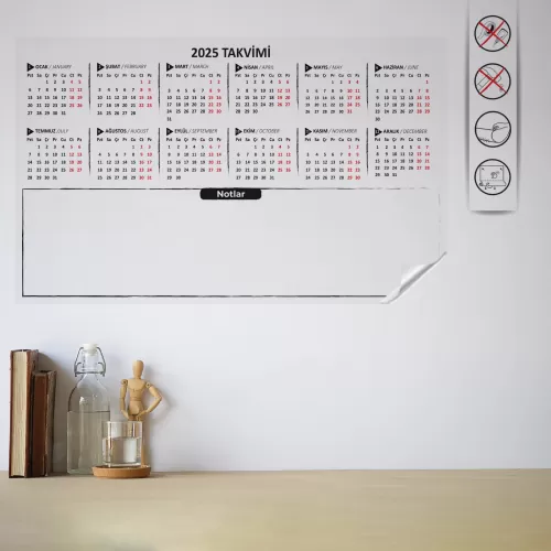 Statik Kağıt 2025 Mini Yıllık Plan (Model-2) 56 CM x 100 CM