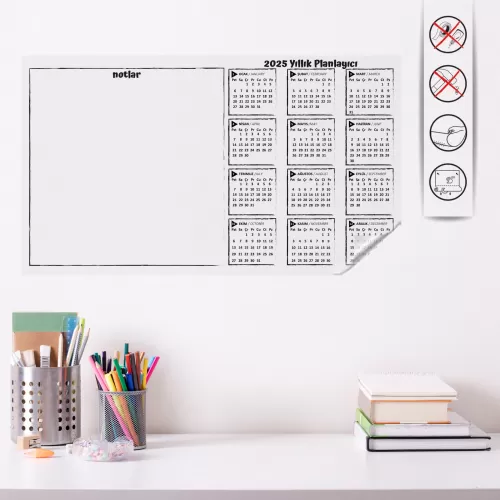 Statik Kağıt 2025 Mini Yıllık Plan (Model-4) 56 CM x 100 CM