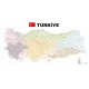Statik Kağıt Türkiye İl-İlçe Haritası  95 CM X 200 CM 