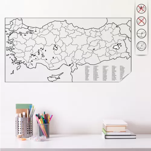 Statik Kağıt Türkiye Haritası 56 CM X 110 CM