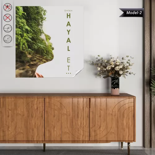 Statik Tutunma Özellikli Tablo - Poster Motivasyon (Model- 2) 150 CM X 150 CM