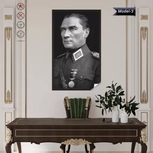 Statik Tutunma Özellikli Tablo - Poster Atatürk (Model- 3) 50 CM X 90 CM