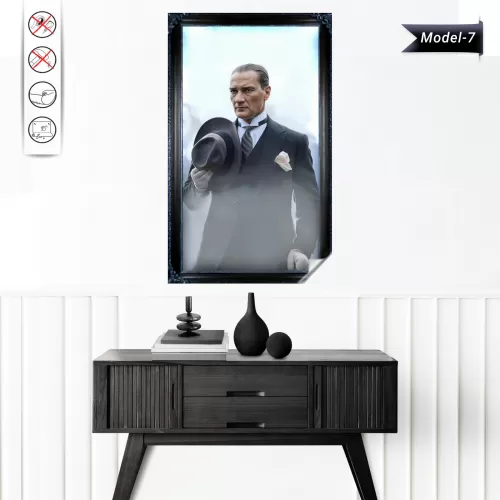Statik Tutunma Özellikli Tablo - Poster Atatürk (Model- 7) 70 CM X 110 CM
