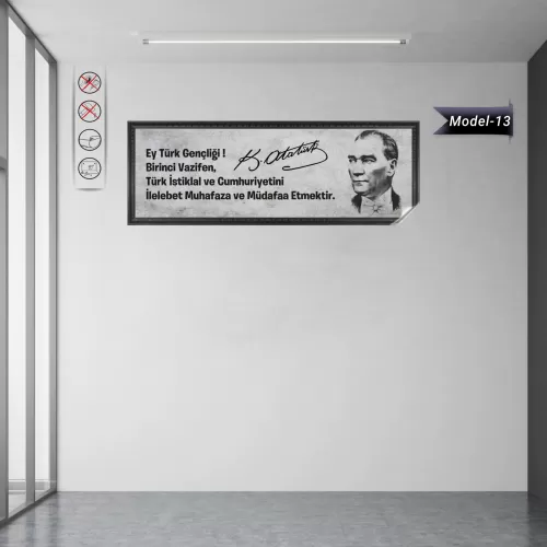 Statik Tutunma Özellikli Tablo - Poster Atatürk (Model- 13) 35 CM X 100 CM