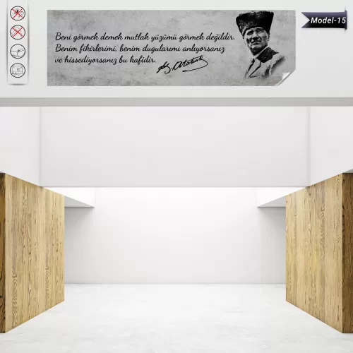 Statik Tutunma Özellikli Tablo - Poster Atatürk (Model- 15) 30 CM X 100 CM